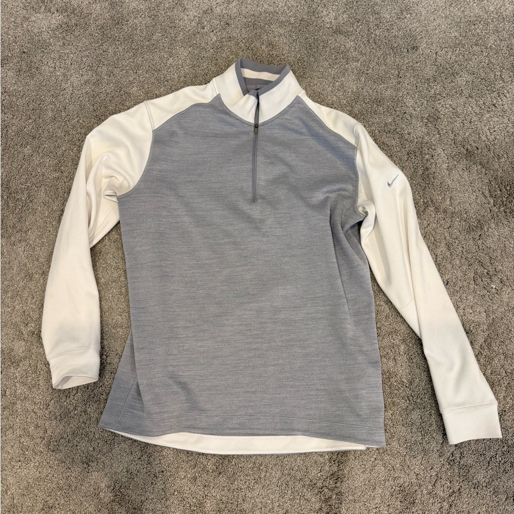Nike Gray and White Quarter-Zip Pullover